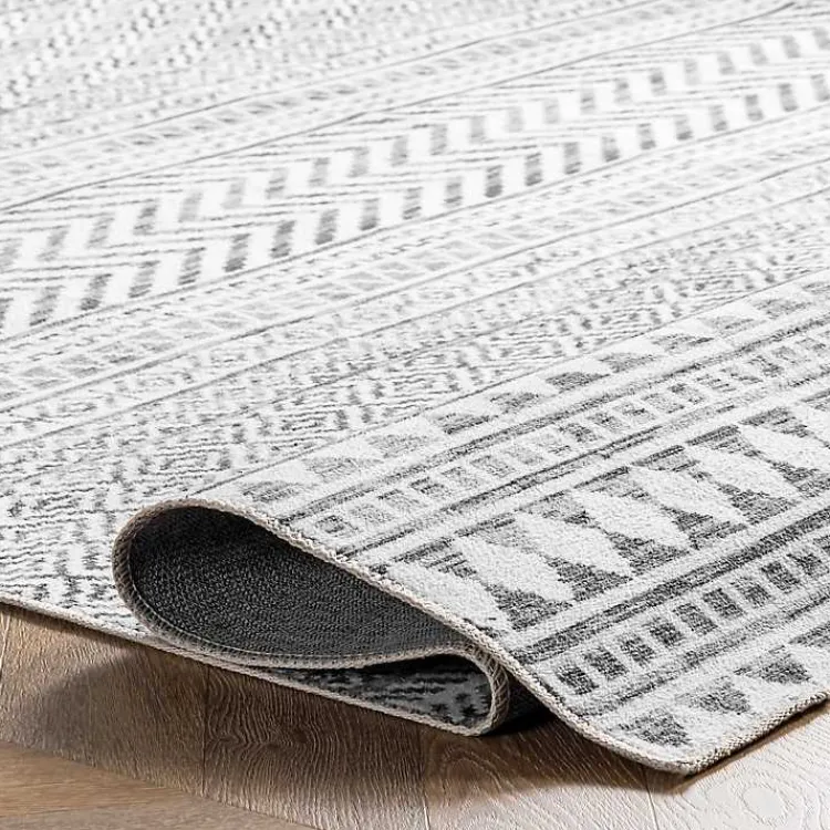 Area Rugs-Kirklands Home Black Tribal Geometric Washable Area Rug, 5x8