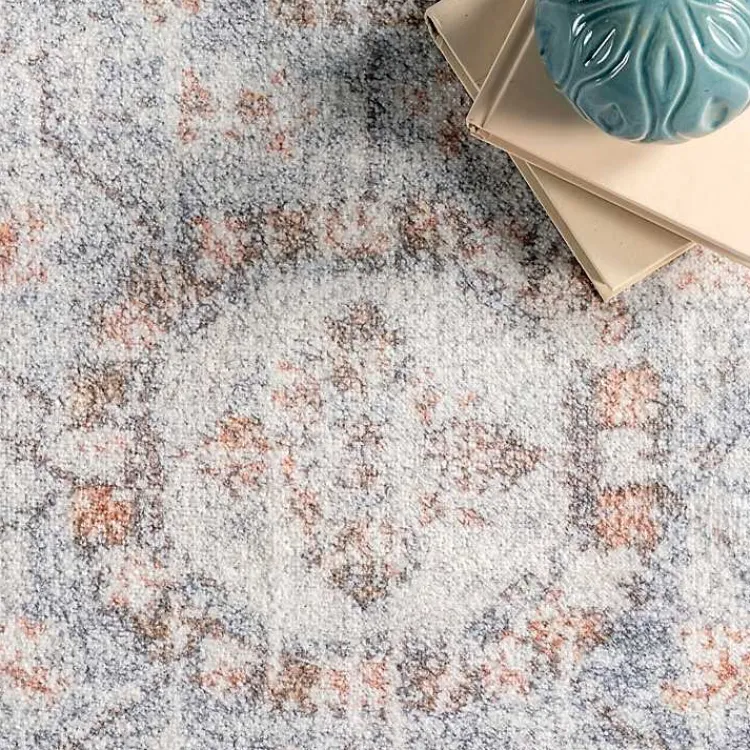 Area Rugs-Kirklands Home Vintage Floral Washable Area Rug, 8x10 Gray