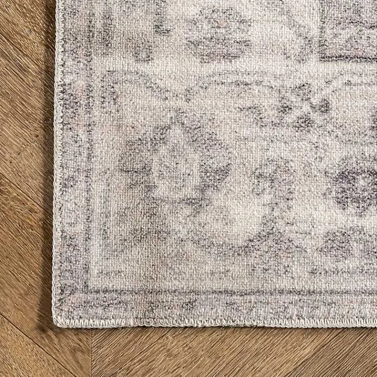 Area Rugs-Kirklands Home Flo Vintage Medallion Washable Area Rug, 5x8 Gray