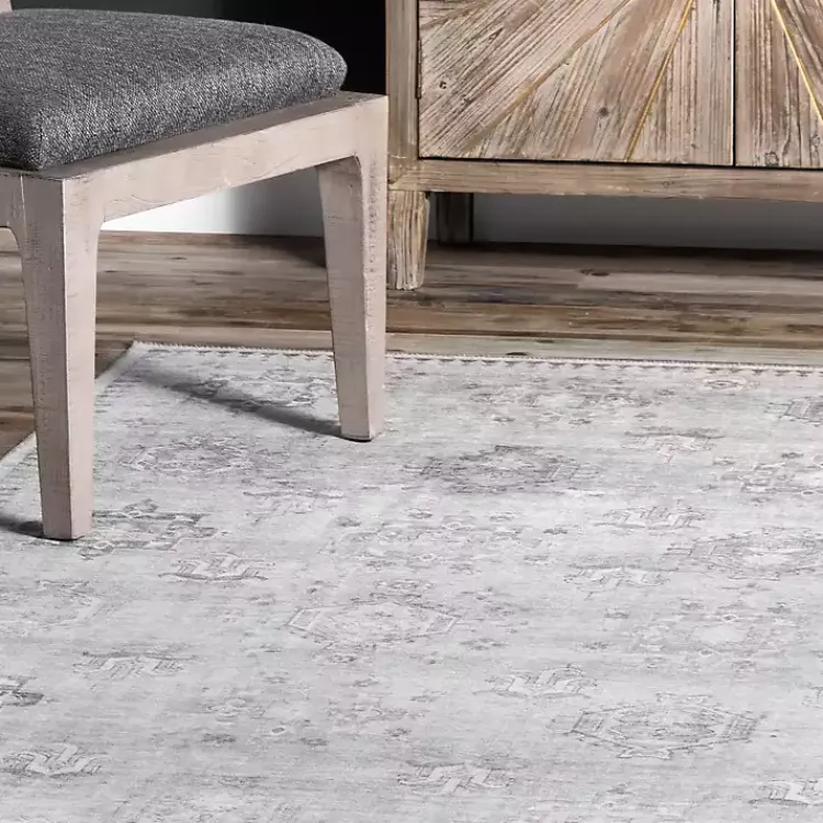 Area Rugs-Kirklands Home Lottie Vintage Washable Area Rug, 5x8 Gray