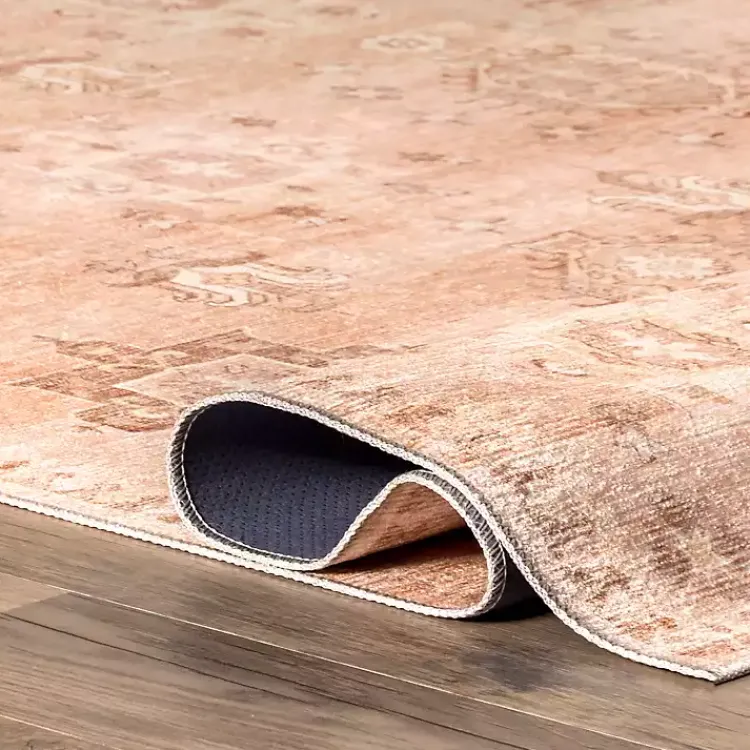 Area Rugs-Kirklands Home Lottie Peach Vintage Washable Area Rug, 5x8 Orange