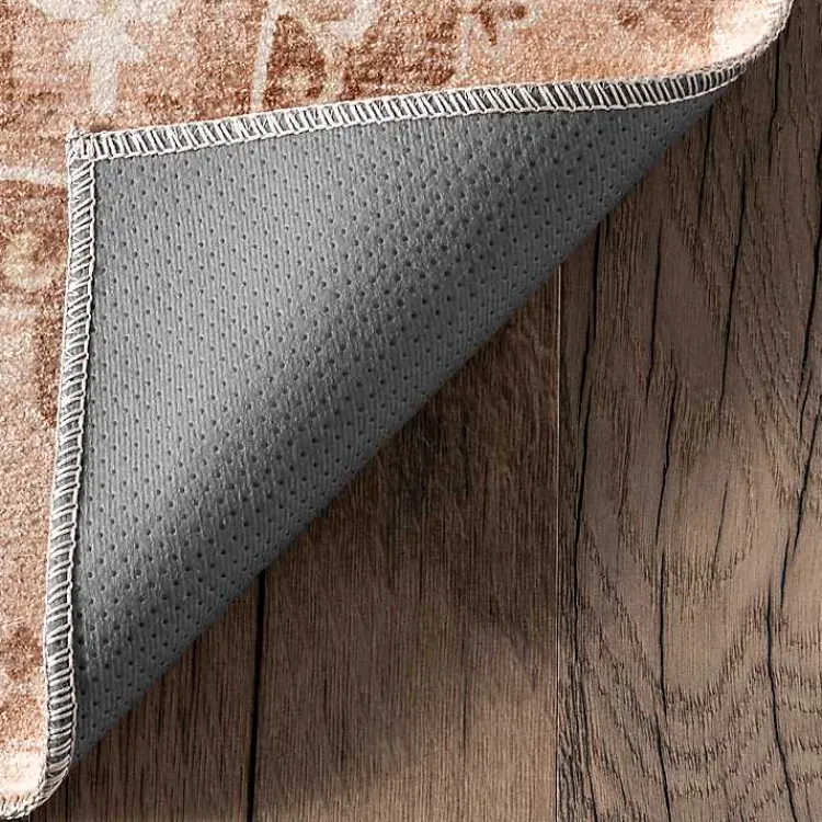 Area Rugs-Kirklands Home Lottie Peach Vintage Washable Area Rug, 5x8 Orange