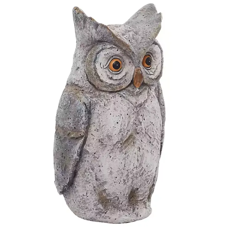 Garden Statues-Kirklands Home Stone Owl Statue Gray