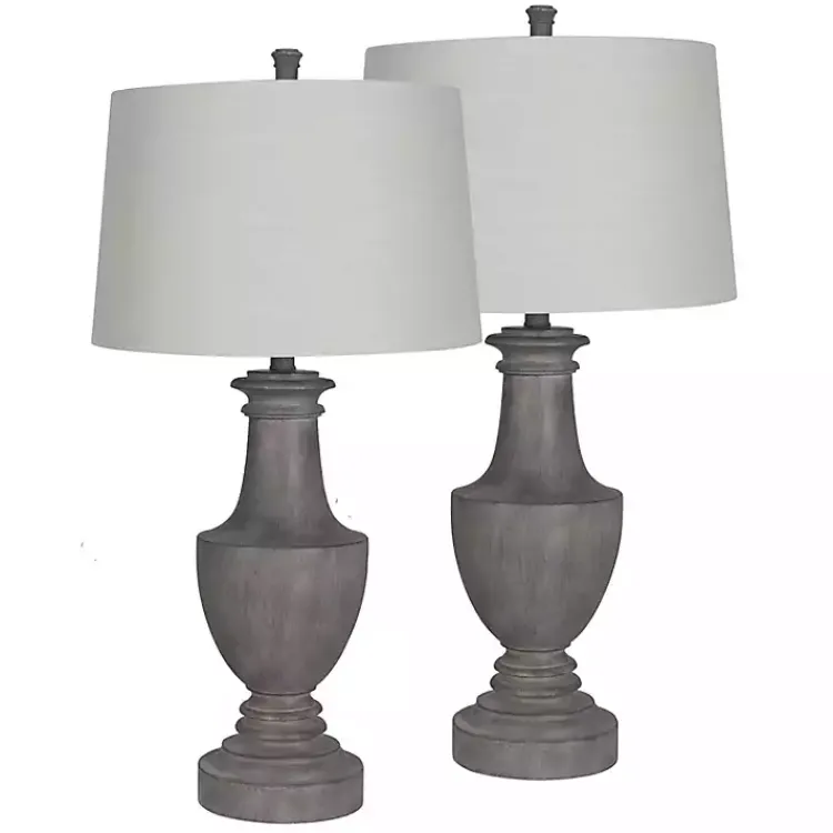 Table Lamps-Kirklands Home Carved Urn Table Lamps, Set of 2 Gray