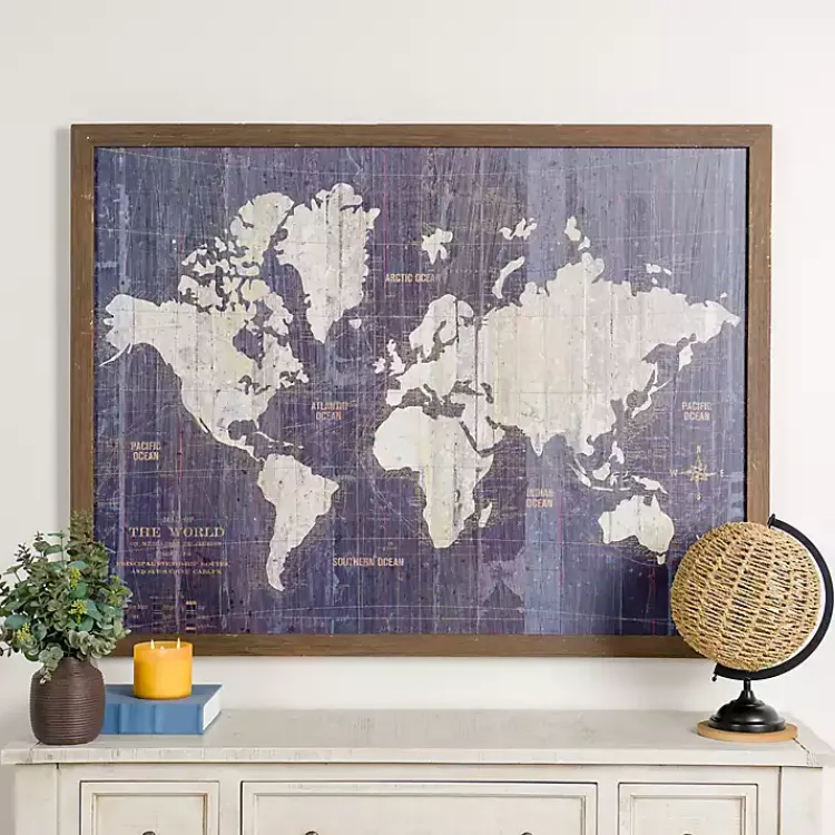 Framed Art-Kirklands Home Navy Old World Map Framed Art Print