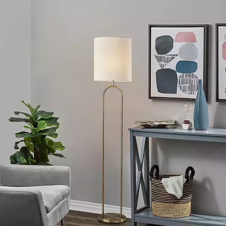 Floor Lamps-Kirklands Home Brass Metal Arch Floor Lamp Gold