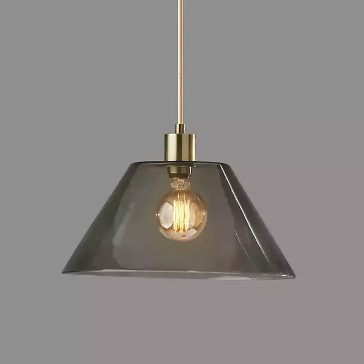Chandeliers & Pendant Lighting-Kirklands Home Gold Smoked Glass Pendant Light