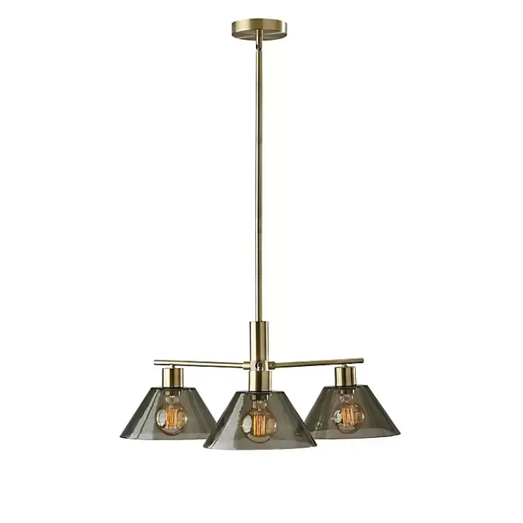 Chandeliers & Pendant Lighting-Kirklands Home Gold Smoked Glass Chandelier