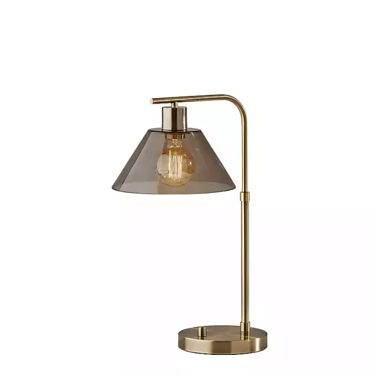 Table Lamps-Kirklands Home Gold Smoked Glass Table Lamp Gray