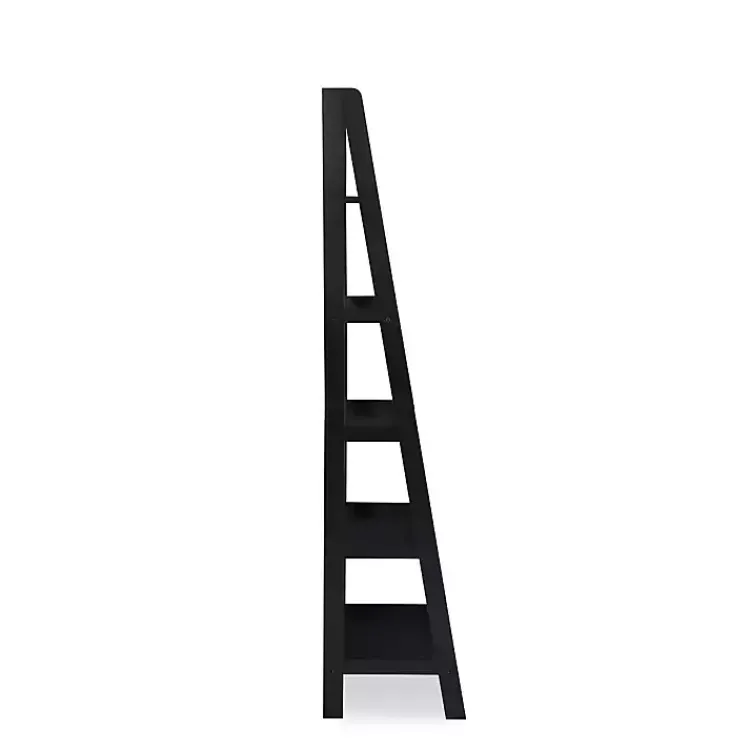 Bookshelves-Kirklands Home Wood 5-Tier Ladder Bookshelf Black