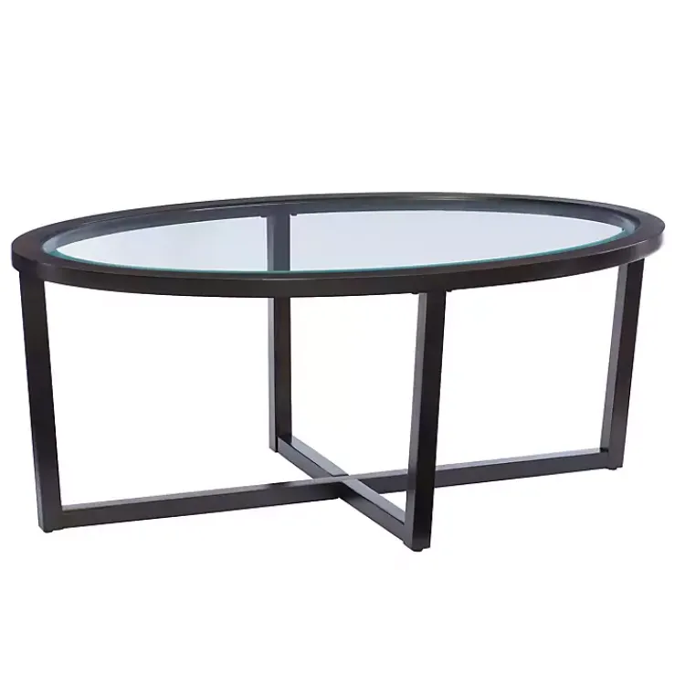 Coffee Tables-Kirklands Home Wood & Glass Top 3-pc. Table Set Brown