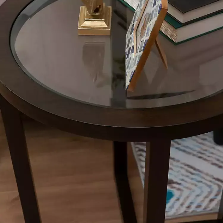 Coffee Tables-Kirklands Home Wood & Glass Top 3-pc. Table Set Brown