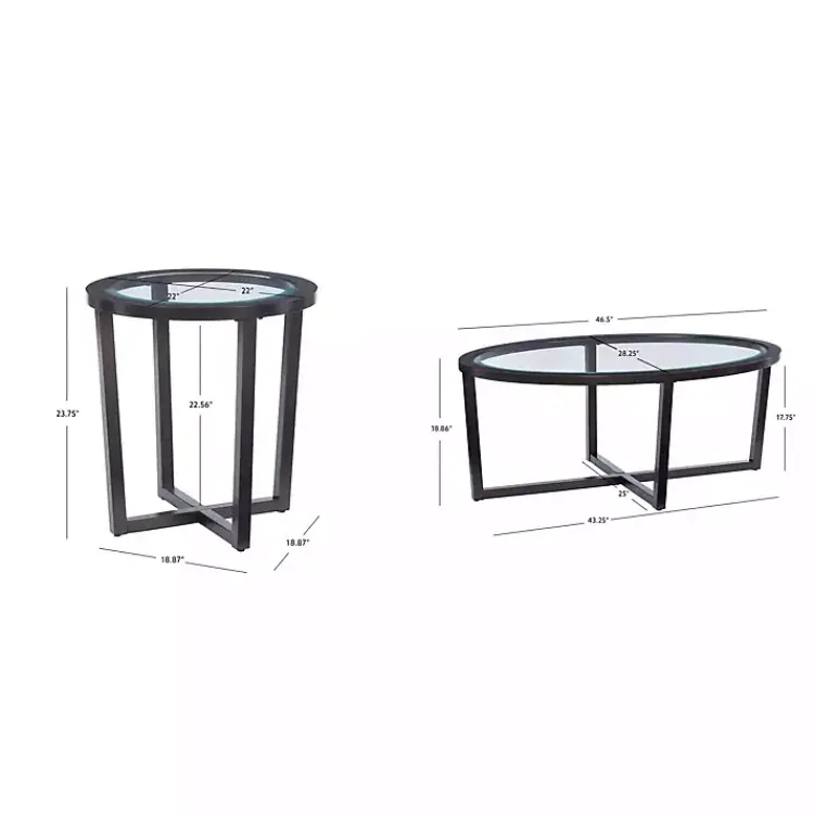 Coffee Tables-Kirklands Home Wood & Glass Top 3-pc. Table Set Brown