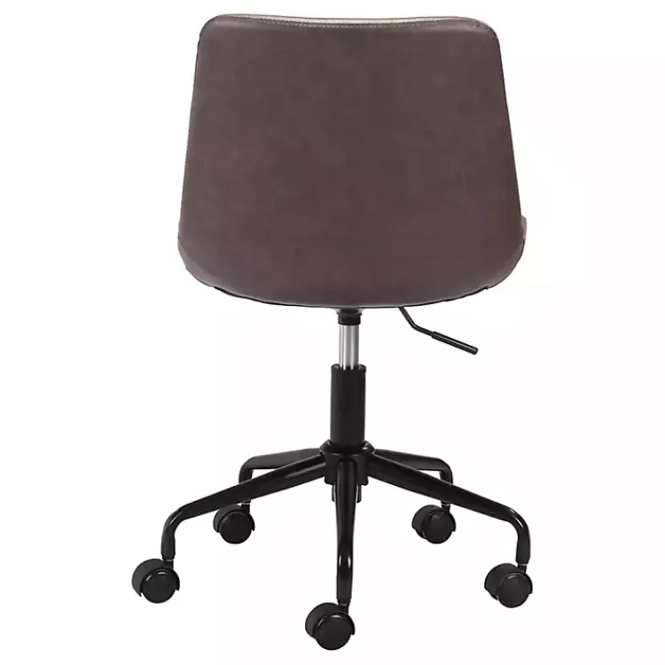 Office Furniture-Kirklands Home Faux Leather Swivel Office Chair Brown