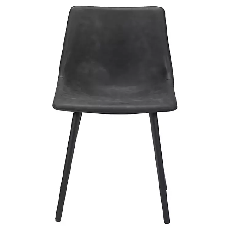 Dining Chairs-Kirklands Home Faux Leather Scoop Dining Chairs, Set of 2 Black