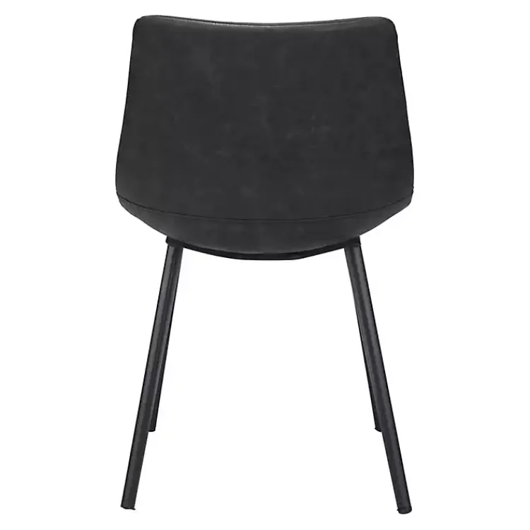 Dining Chairs-Kirklands Home Faux Leather Scoop Dining Chairs, Set of 2 Black