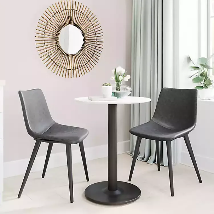 Dining Chairs-Kirklands Home Faux Leather Scoop Dining Chairs, Set of 2 Black