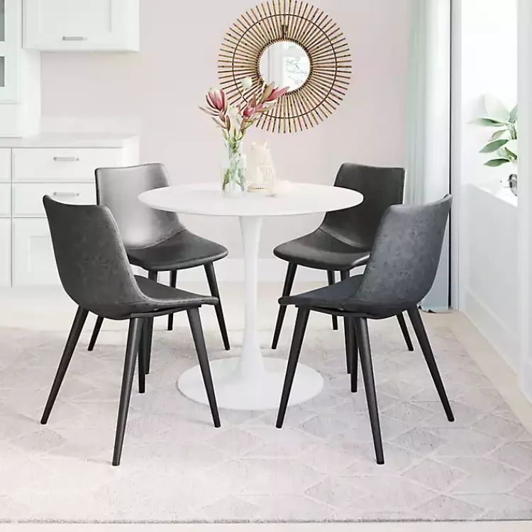 Dining Chairs-Kirklands Home Faux Leather Scoop Dining Chairs, Set of 2 Black