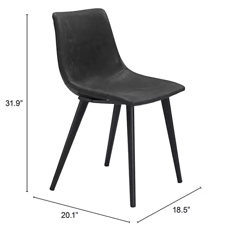 Dining Chairs-Kirklands Home Faux Leather Scoop Dining Chairs, Set of 2 Black