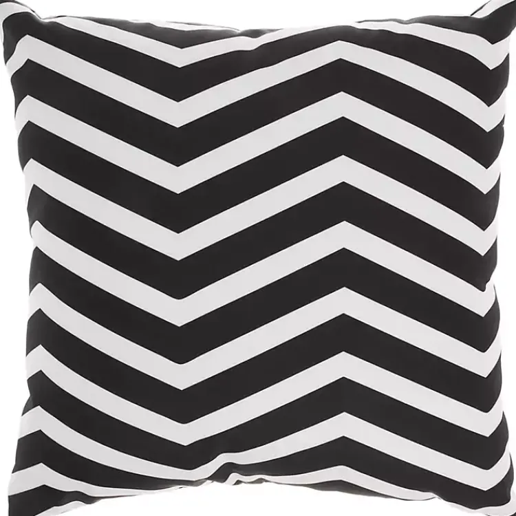 Outdoor Cushions & Pillows-Kirklands Home Floral Chevron Outdoor Throw Pillow Black