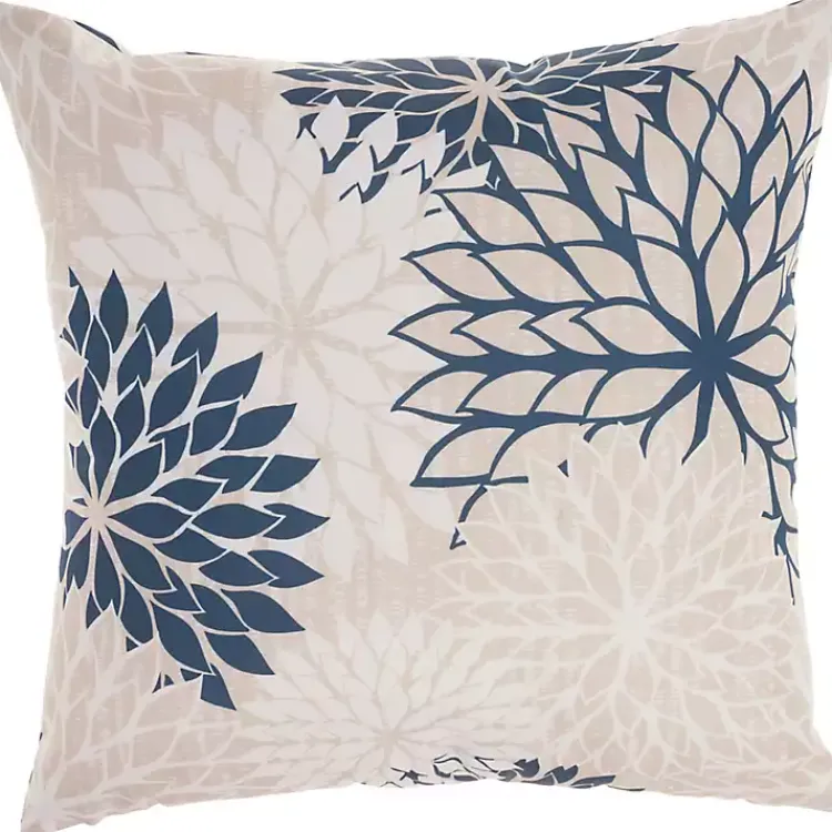 Outdoor Cushions & Pillows-Kirklands Home Navy Floral Chevron Outdoor Throw Pillow Blue