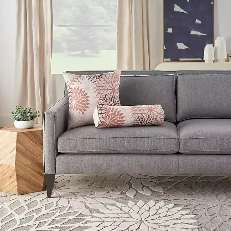 Outdoor Cushions & Pillows-Kirklands Home Floral Chevron Outdoor Throw Pillow Pink