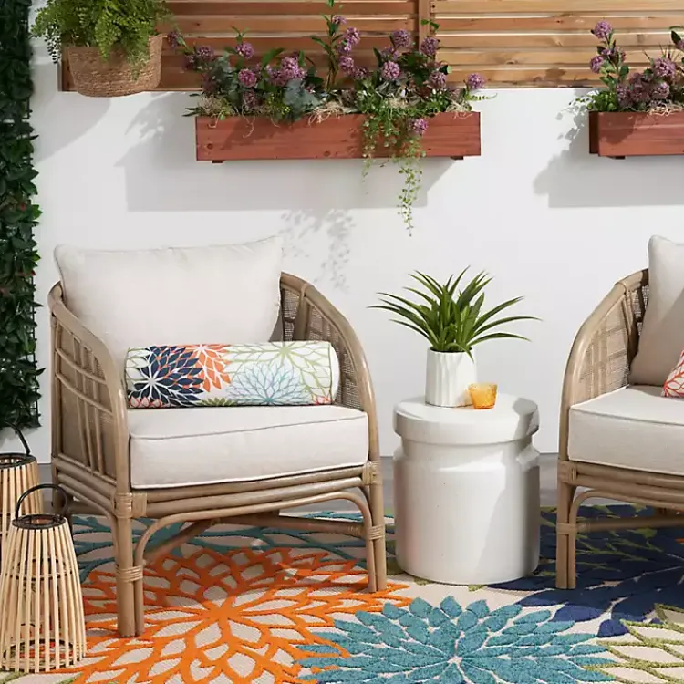 Outdoor Cushions & Pillows-Kirklands Home color Floral Outdoor Bolster Pillow Multi