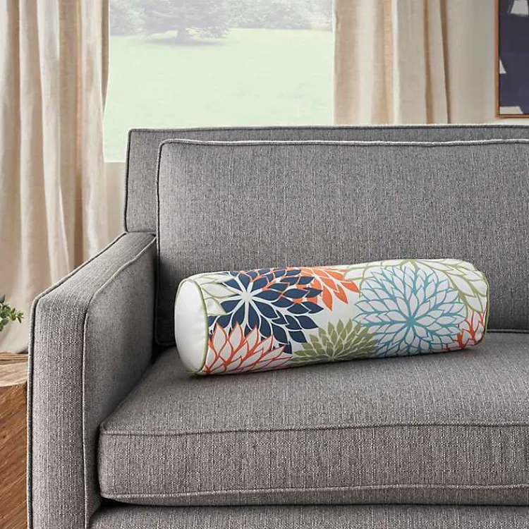 Outdoor Cushions & Pillows-Kirklands Home color Floral Outdoor Bolster Pillow Multi
