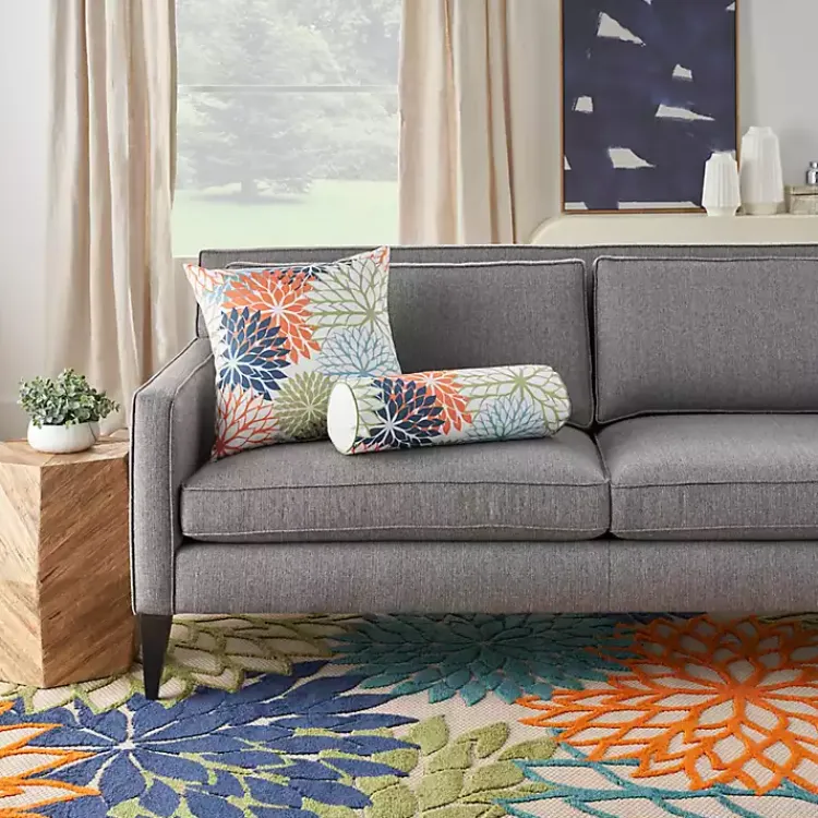 Outdoor Cushions & Pillows-Kirklands Home color Floral Outdoor Bolster Pillow Multi