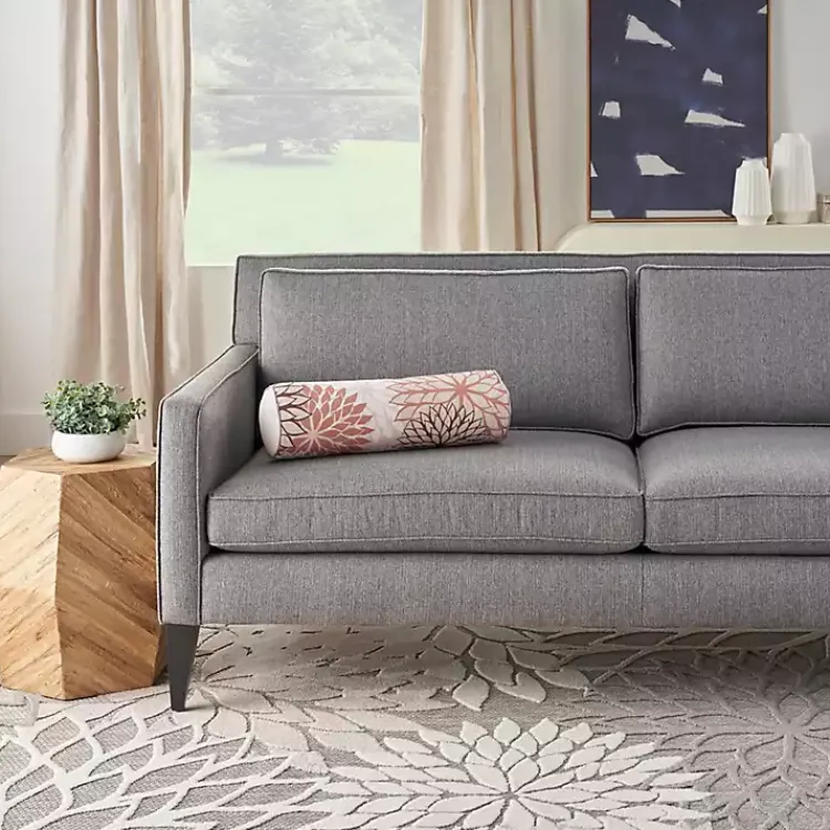 Outdoor Cushions & Pillows-Kirklands Home and Beige Floral Outdoor Bolster Pillow Pink