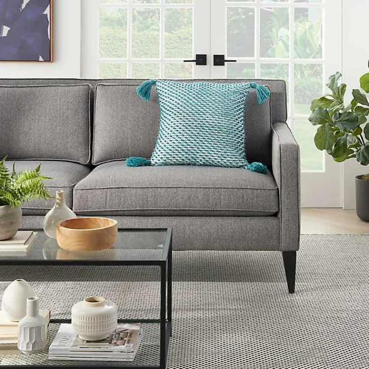 Outdoor Cushions & Pillows-Kirklands Home Turquoise Knotted Tassel Outdoor Throw Pillow Blue