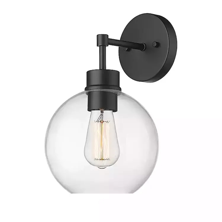 Outdoor Lighting-Kirklands Home Glass Orb Outdoor Sconce Light Black