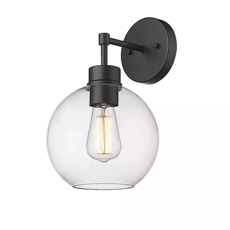 Outdoor Lighting-Kirklands Home Glass Orb Outdoor Sconce Light Black