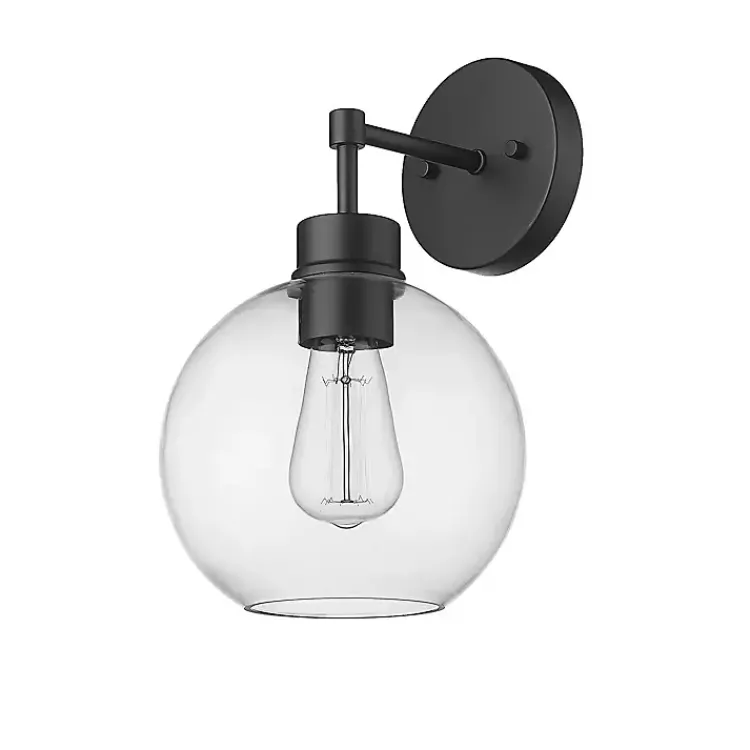 Outdoor Lighting-Kirklands Home Glass Orb Outdoor Sconce Light Black