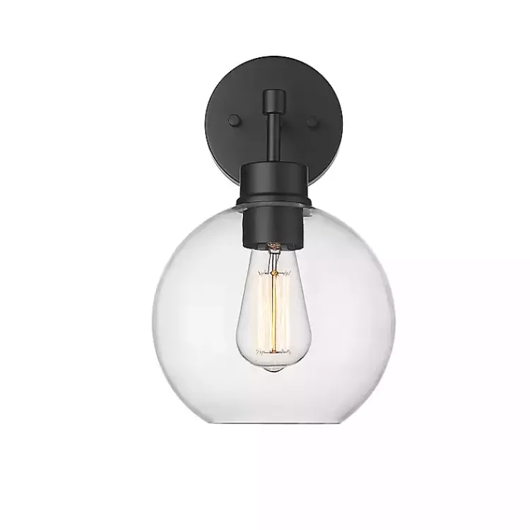 Outdoor Lighting-Kirklands Home Glass Orb Outdoor Sconce Light Black