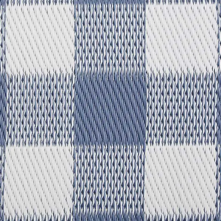 Outdoor Rugs-Kirklands Home Blue & White Buffalo Check Outdoor Area Rug, 4x6