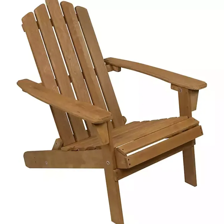 Outdoor Seating-Kirklands Home Natural Folding Outdoor Adirondack Chair Tan