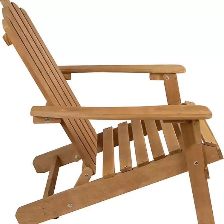 Outdoor Seating-Kirklands Home Natural Folding Outdoor Adirondack Chair Tan