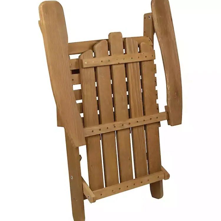 Outdoor Seating-Kirklands Home Natural Folding Outdoor Adirondack Chair Tan