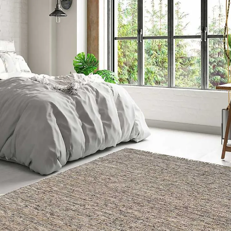 Area Rugs-Kirklands Home Speckled Woven Wool and Jute Area Rug, 7x10 Gray