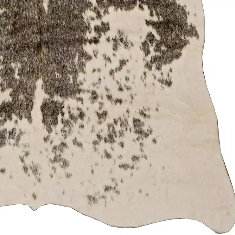 Area Rugs-Kirklands Home Brown and White Faux Cow Hide Area Rug, 5x7