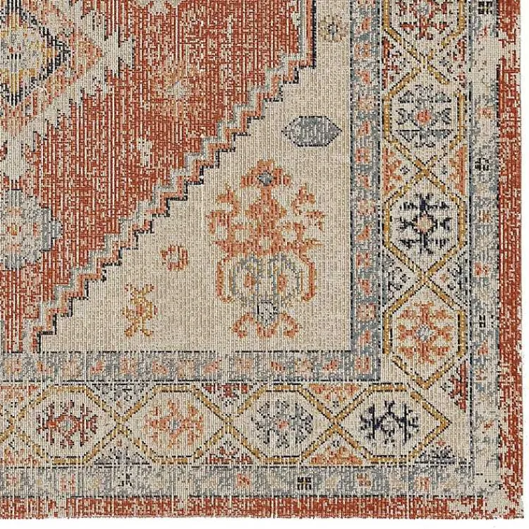 Area Rugs-Kirklands Home Ivory and Rust Traditional Motif Area Rug, 5x7
