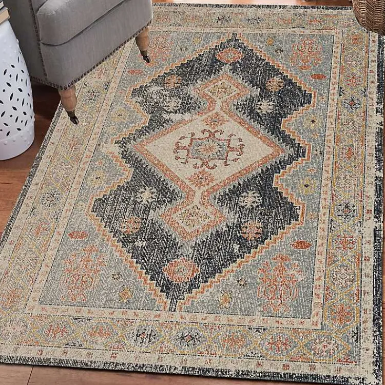 Area Rugs-Kirklands Home and Ivory Traditional Motif Area Rug, 5x7 Blue