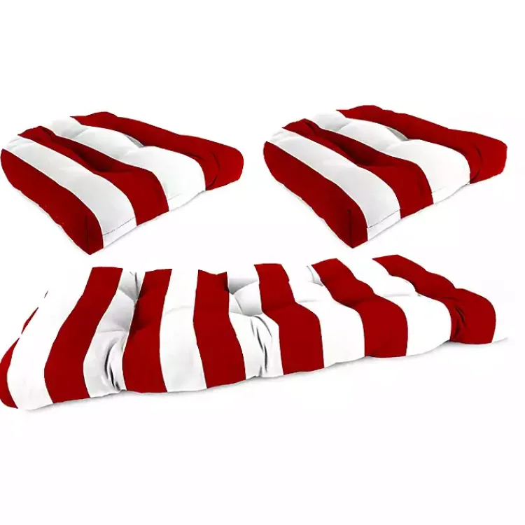 Outdoor Cushions & Pillows-Kirklands Home Red Stripe French 3-pc. Outdoor Wicker Cushion Set