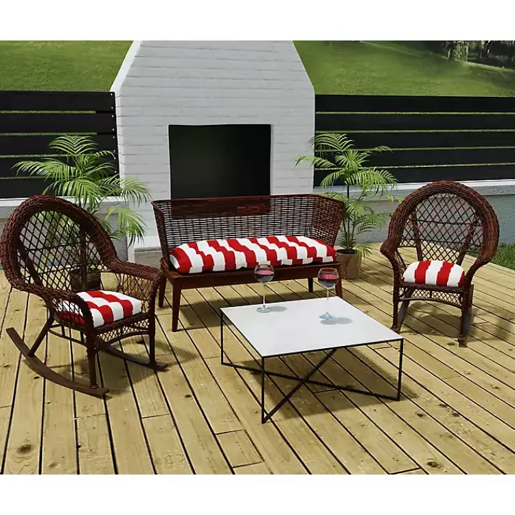 Outdoor Cushions & Pillows-Kirklands Home Red Stripe French 3-pc. Outdoor Wicker Cushion Set