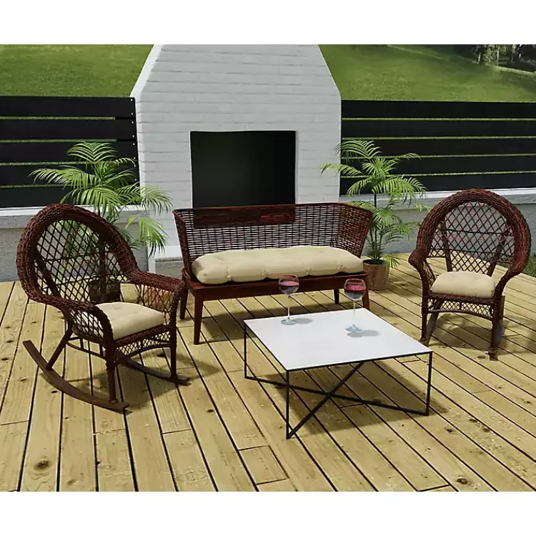 Outdoor Cushions & Pillows-Kirklands Home Beige French Edge 3-pc. Outdoor Wicker Cushion Set Tan