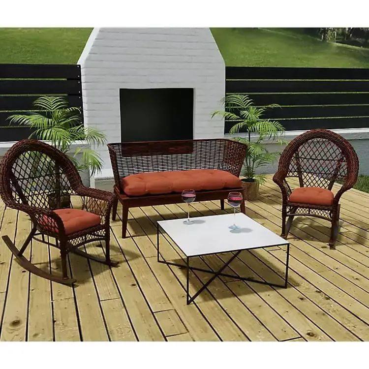 Outdoor Cushions & Pillows-Kirklands Home French Edge 3-pc. Outdoor Wicker Cushion Set Red