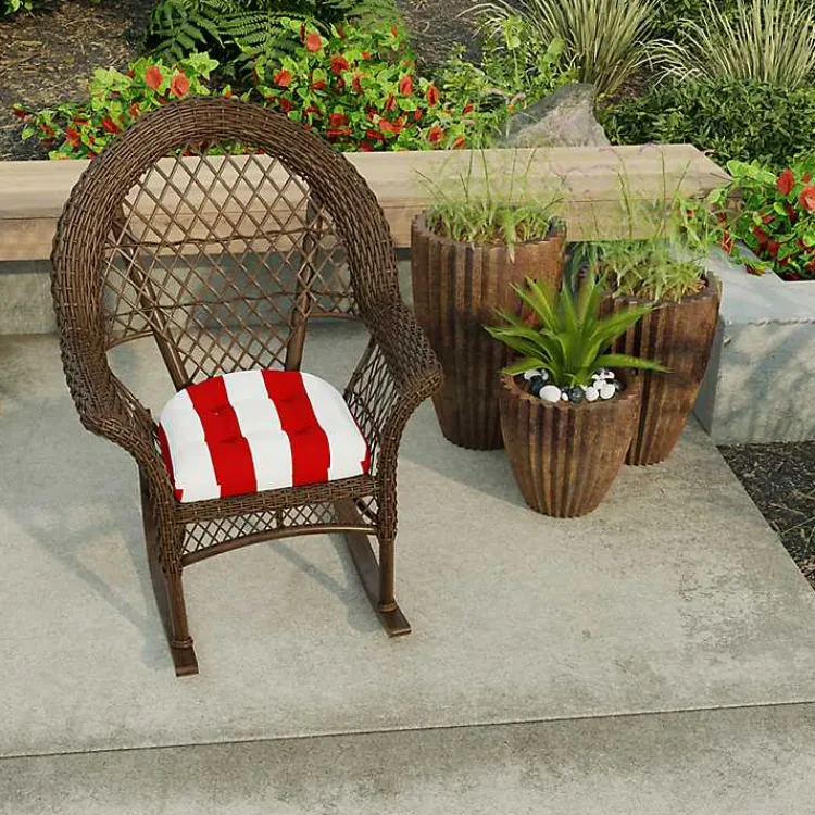 Outdoor Cushions & Pillows-Kirklands Home Red Stripe French 2-pc. Outdoor Wicker Cushion Set