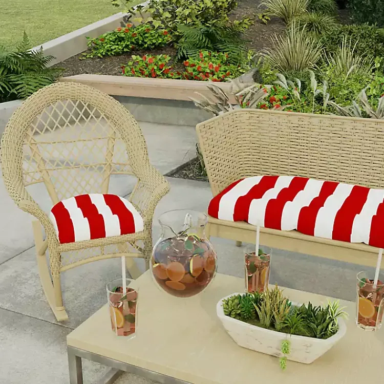 Outdoor Cushions & Pillows-Kirklands Home Red Stripe French 2-pc. Outdoor Wicker Cushion Set