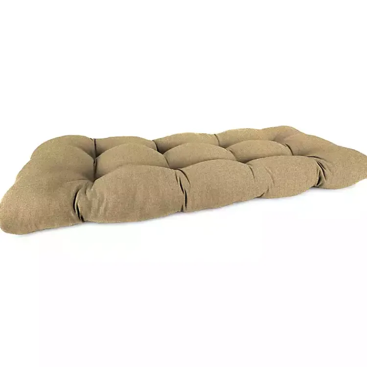 Outdoor Cushions & Pillows-Kirklands Home Beige French Edge Outdoor Wicker Settee Cushion Tan